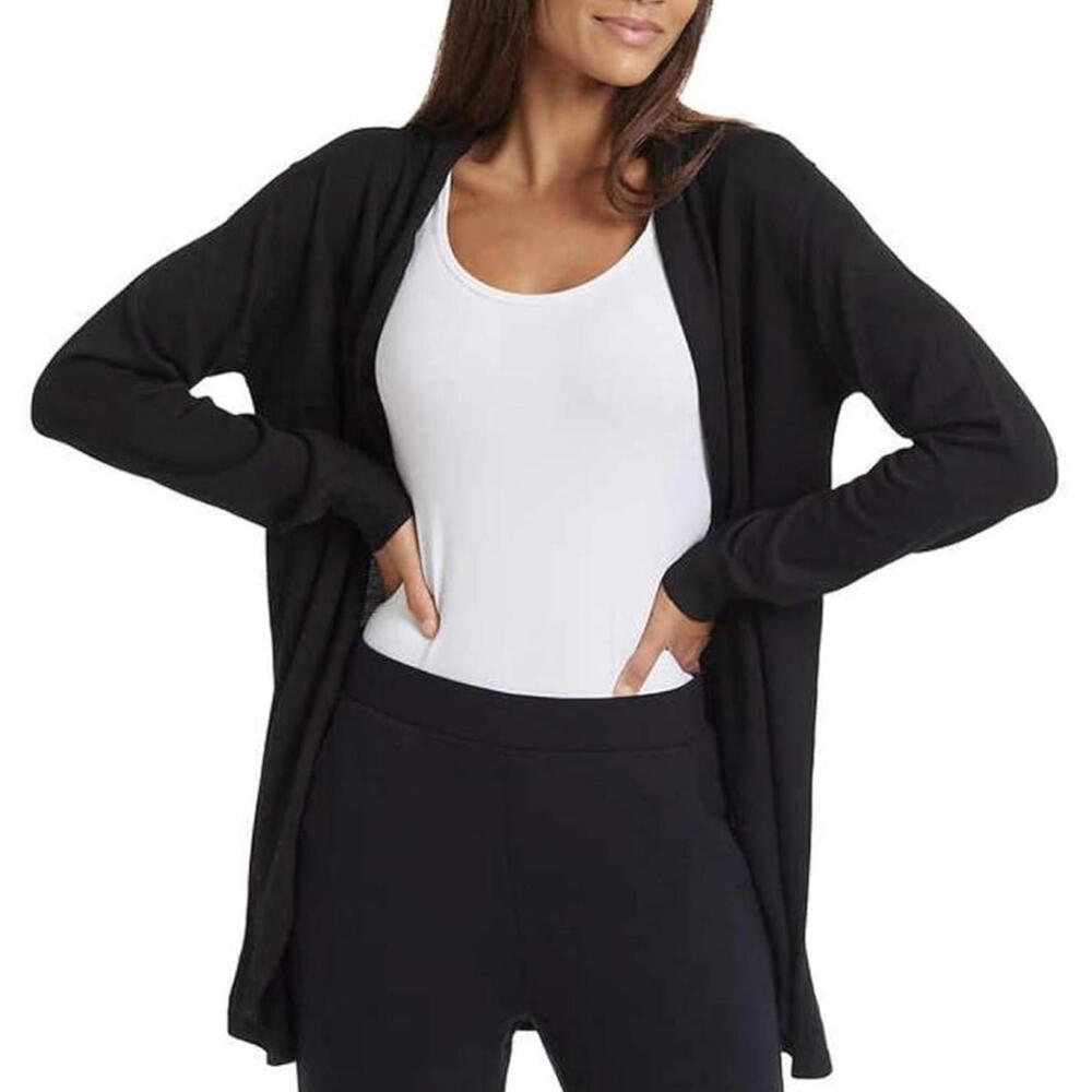 Ella Moss Black Long Open-Front Cardigan Sweater
